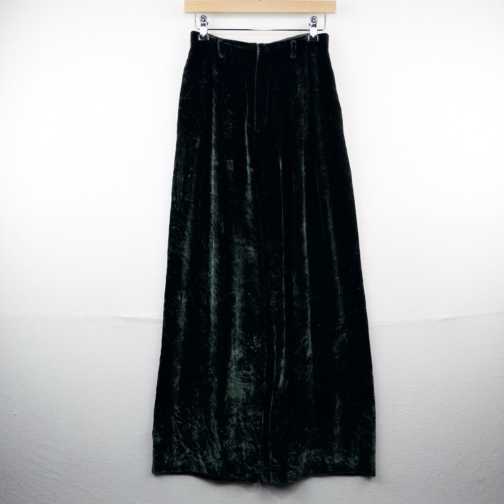 Vintage Ralph Lauren Purple Label Womens 6 Green Velvet Wide Leg Pants USA Talon - Picture 3 of 10